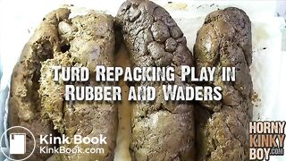 Turd Repacking Play in Rubber and Waders, ScatKings.com Scat Porn 11 ScatKings.com Scat Porn